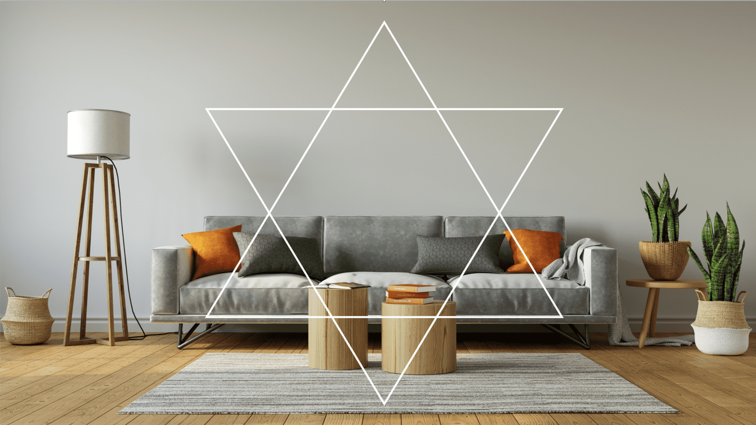 White star of david in a living room